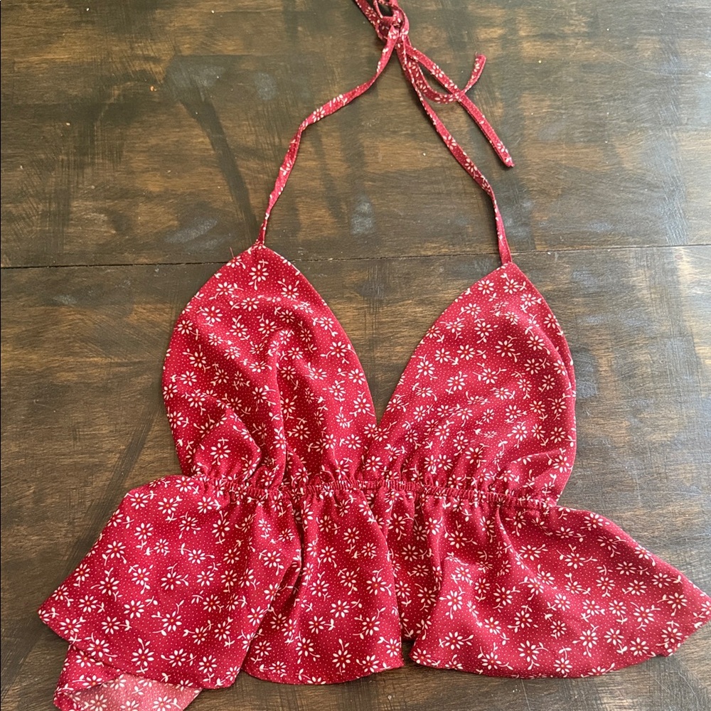 SHEIN Burgundy Floral Halter Camisole